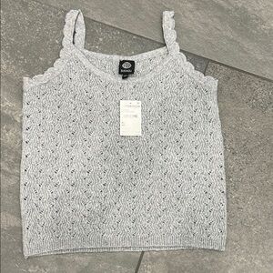 bobeau Light Gray Openwork Knit Camisole